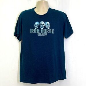 Gildan - 2018 Hear See Speak No Evil Skulls Iron Horse Saloon Ormond Beach Tee L